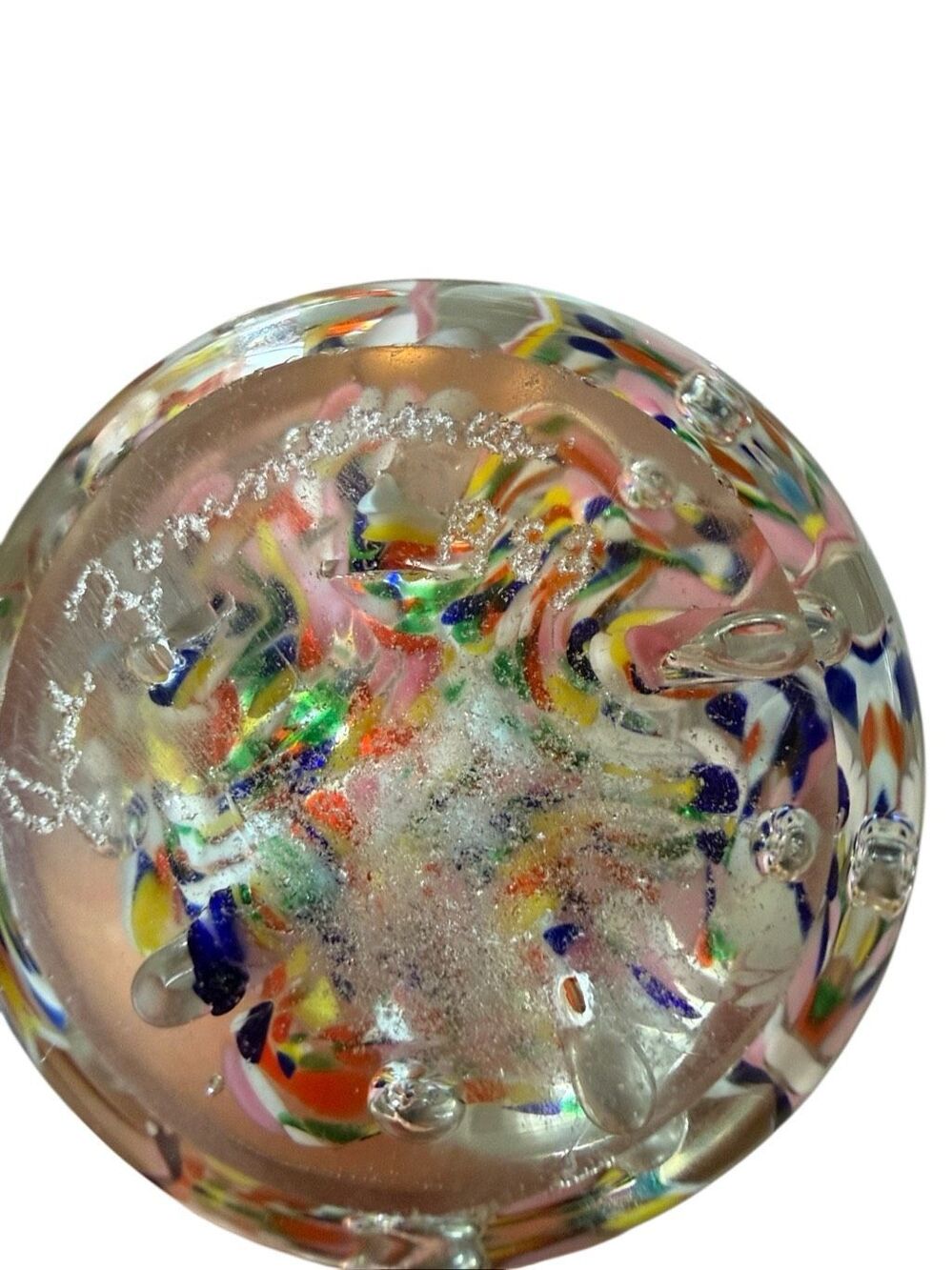 80s Vintage Murano Style Blown Glass Vase Signed - Picture 3 of 4